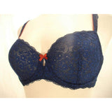 Gilligan O'Malley Unlined Semi Sheer Lace Balconette Underwire Bra 34A Nighttime Blue - Better Bath and Beauty