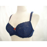 Gilligan O'Malley Unlined Semi Sheer Lace Balconette Underwire Bra 34D Nighttime Blue - Better Bath and Beauty