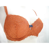 Gilligan O'Malley Unlined Semi Sheer Lace Balconette Underwire Bra 34D Orange Penny - Better Bath and Beauty