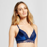 Gilligan & O'Malley Velvet and Lace Bralette Size XS X-SMALL Nighttime Blue - Better Bath and Beauty