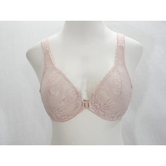 Glamorise 9245 Wonderwire Front Close Semi Sheer Lace Underwire Bra 46D Nude - Better Bath and Beauty
