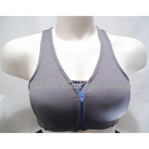 Hanes G469 HC32 Wire Free Zip Front Vented Back Sports Bra SMALL Gray & Blue NWT - Better Bath and Beauty