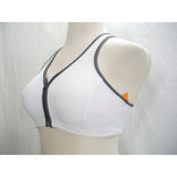 Hanes G469 HC32 Wire Free Zip Front Vented Back Sports Bra SMALL White with Gray Trim - Better Bath and Beauty