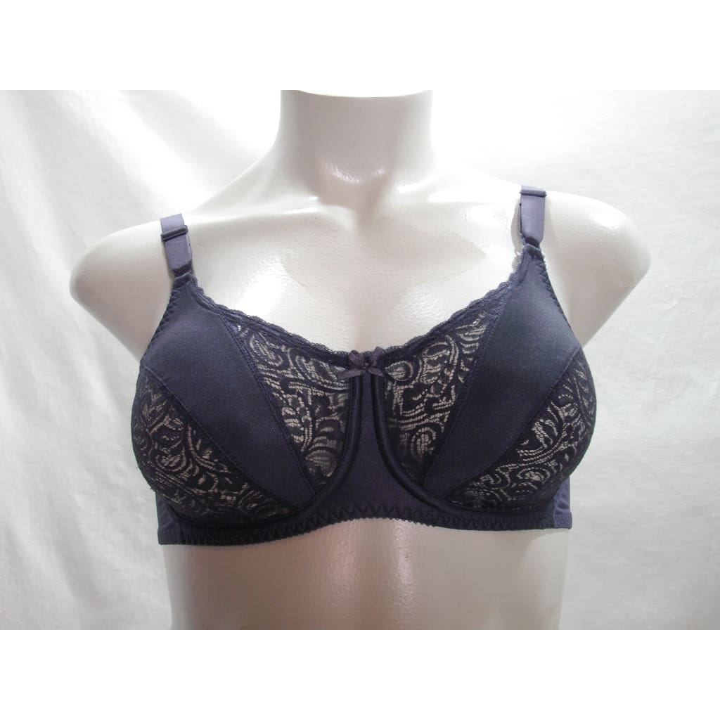 Hanes Her Way G274 Lace Divided Cup Underwire Bra 36D Gray