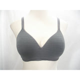 Hanes HU08 HP08 G260 Wire Free Soft Cup Bra LARGE Gray Stripe NWOT - Better Bath and Beauty