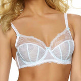 Jezebel 10035 Sylvia Unlined Lace UW Bra 32DD White & Blue - Better Bath and Beauty