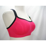 Lily of France 2151901 Cross Back Medium Impact Wire Free Sport Bra LARGE Pink - Better Bath and Beauty