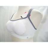 Lily of France 2151901 Cross Back Medium Impact Wire Free Sport Bra XL White NWT - Better Bath and Beauty