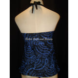 Liz Lange Maternity Halter Tankini Swim Suit Top MEDIUM Blue & Black Print NWOT - Better Bath and Beauty