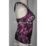 Liz Lange Maternity Halter Tankini Swim Suit Top SMALL Purple/Pink/Black NWOT - Better Bath and Beauty