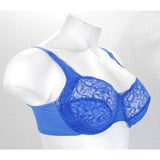 Lunaire 10111 Unlined Semi Sheer Lace Divided Cup Underwire Bra 38D Blue - Better Bath and Beauty