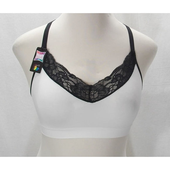 Maidenform DM7968 Fit To Flirt Seamless Lace T-Back Bra Bralette Size LARGE Ivory Black NWT - Better Bath and Beauty