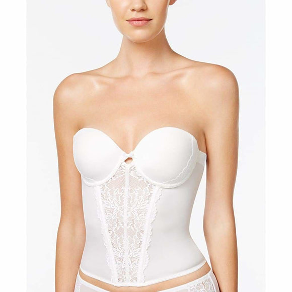 Maidenform MFB100 Super Sexy Strapless Floral Lace Push-Up Bustier 34D White - Better Bath and Beauty