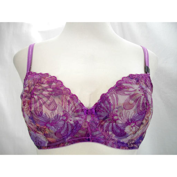 Paramour 115009 Ellie Demi Unlined Semi Sheer Lace Underwire Bra 32D Dewberry Floral - Better Bath and Beauty