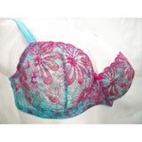 Paramour 115009 Ellie Demi Unlined Semi Sheer Lace Underwire Bra 38DD Blue Botanical - Better Bath and Beauty