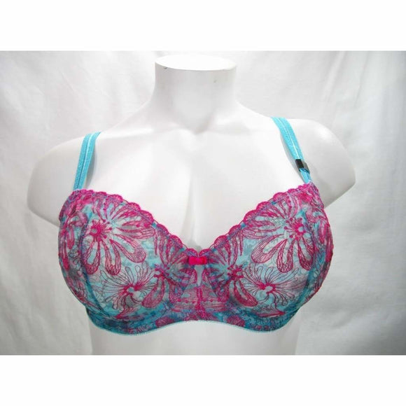 Paramour 115009 Ellie Demi Unlined Semi Sheer Lace Underwire Bra 40C Blue Botanical - Better Bath and Beauty