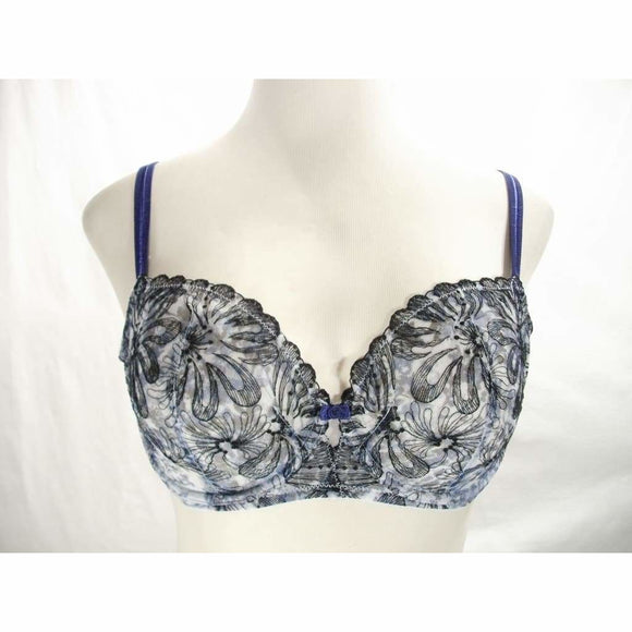 Paramour 115009 Ellie Demi Unlined Semi Sheer Lace UW Bra 32DD Blue Ribbon Blossoms - Better Bath and Beauty