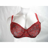 Paramour 115009 Ellie Demi Unlined Semi Sheer Lace UW Bra 32DD Red Japanese Blossoms - Better Bath and Beauty
