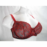 Paramour 115009 Ellie Demi Unlined Semi Sheer Lace UW Bra 34D Red Japanese Blossoms - Better Bath and Beauty