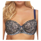 Paramour 115009 Ellie Demi Unlined Semi Sheer Lace UW Bra 34DDD Blue Ribbon Blossoms - Better Bath and Beauty
