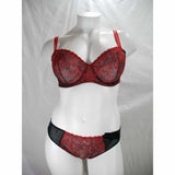 Paramour 115009 Ellie Demi Unlined Semi Sheer Lace UW Bra 34DDD Red Japanese Blossoms - Better Bath and Beauty