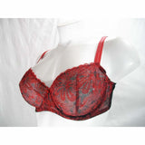 Paramour 115009 Ellie Demi Unlined Semi Sheer Lace UW Bra 36C Red Japanese Blossoms - Better Bath and Beauty