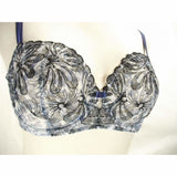 Paramour 115009 Ellie Demi Unlined Semi Sheer Lace UW Bra 40D Blue Ribbon Blossoms - Better Bath and Beauty