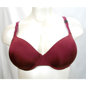 Lightly Lined Demi Bra 36H, Maroon/Barely There