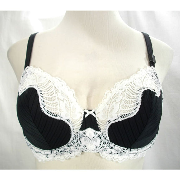 Paramour by Felina 115353 Stripe Delight Full Figure Underwire Bra 36C Black & Ivory NWT - Better Bath and Beauty