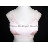 Rhonda Shear Satin & Lace Lined Divided Cup Wire Free Bra LARGE Pink - Better Bath and Beauty