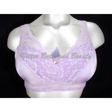 Rhonda Shear Satin & Lace Lined Divided Cup Wire Free Bra XL X-Large Purple - Better Bath and Beauty