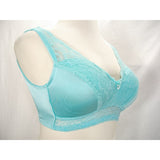Rhonda Shear Satin & Lace Padded Divided Cup Wire Free Bra SMALL Aqua Blue - Better Bath and Beauty