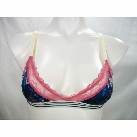 Sam Edelman Printed Satin Triangle Bralette SIZE SMALL Spring Blue Floral NWT - Better Bath and Beauty