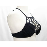 Shade & Shore Fishnet High Neck Halter Underwire Bikini Swim Suit Top 34C Black - Better Bath and Beauty