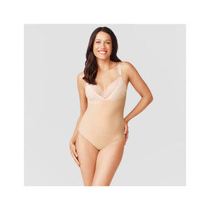 Simply Perfect WT1146 Warner's Mesh Bodysuit with Floral Trim SMALL Beige Nude - Better Bath and Beauty