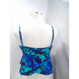 Trimshaper Ruffled Tiered Tankini Top Swim Suit Size 8 Blue Multi NWT - Better Bath and Beauty