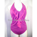 Tropical Escape 2Pc Ruffle Halter Tankini Swim Suit Size 10 Top/12 Bottom Purple - Better Bath and Beauty