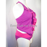 Tropical Escape 2Pc Ruffle Halter Tankini Swim Suit Size 10 Top/12 Bottom Purple - Better Bath and Beauty
