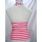Tropical Escape Halter Tankini Swim Suit Top Size MEDIUM Bright Pink & White Stripe NWT - Better Bath and Beauty