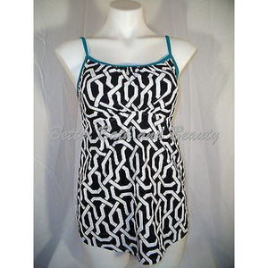 Two Hearts Maternity Swim Suit Tankini Top SMALL Black & White Green Trim - Better Bath and Beauty