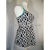 Two Hearts Maternity Swim Suit Tankini Top SMALL Black & White Green Trim - Better Bath and Beauty