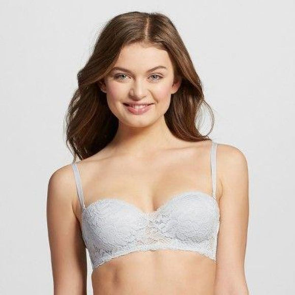 Xhilaration Lace Lightly Lined Convertible Strapless Underwire Bra 32A Silver Foil NWT - Better Bath and Beauty