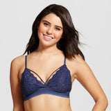 Xhilaration Strappy Front Wire Free Lace Bralette Size XS X-SMALL Nighttime Blue - Better Bath and Beauty