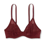Xhilaration Unlined T-Shirt Lace Underwire Bra 32A Boysenberry Red - Better Bath and Beauty