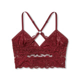 Xhilaration Wire Free Racerback Sheer Lace Bralette LARGE Boysenberry Red NWT - Better Bath and Beauty